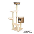 Rattan buatan kitty goresan furnitur plush sisal post pohon kucing